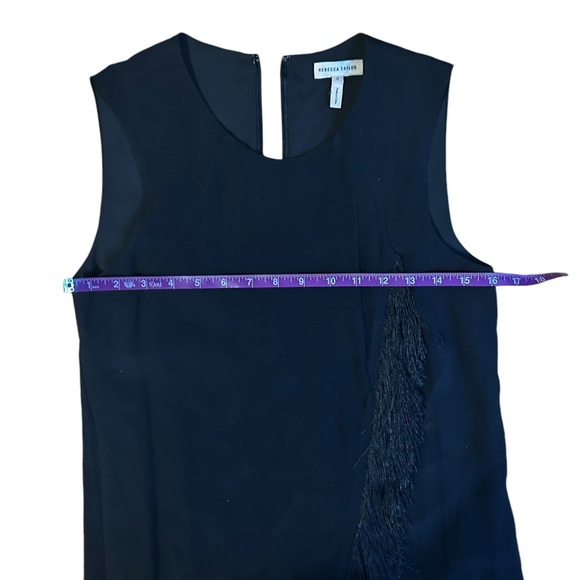 Rebecca Taylor Sleeveless Fringe Trim Shift Dress Black Size 0 - Picture 6 of 12